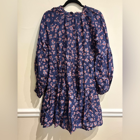 Oliphant Balloon Sleeve Dress Leopard Navy Size Small - Picture 8 of 10